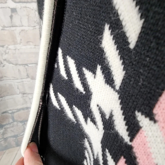 Talbots  Herringbone Plaid Scoop Neck Snap Front Black Cream Pink Size 3X - Picture 7 of 12